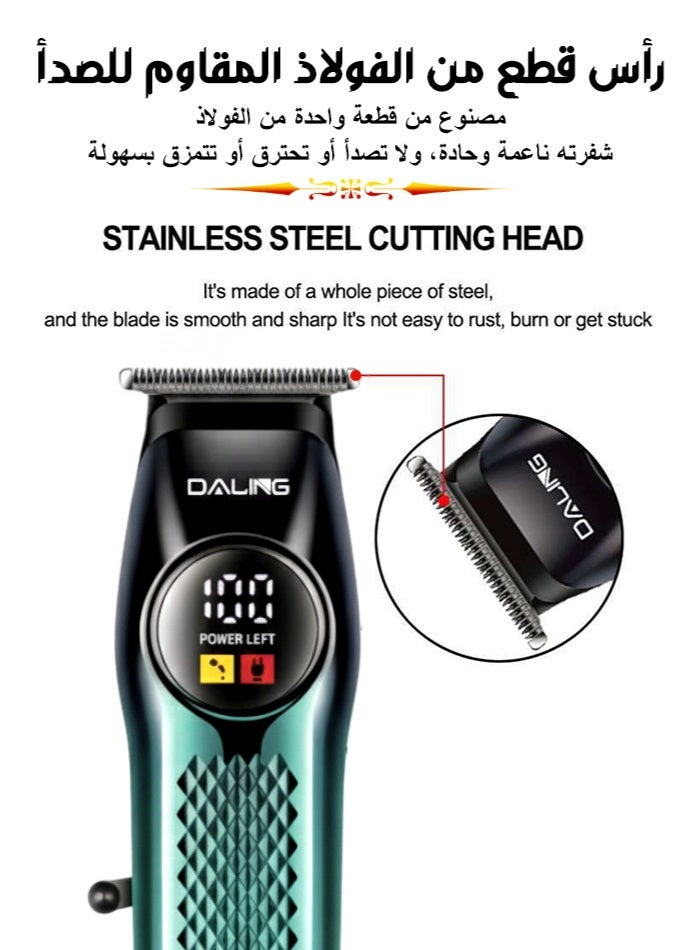 Daling DL-1912 Professional Hair Trimmer for Men | Cordless Beard Trimmer & Hair Clipper | 7500RPM High-Speed Motor | Digital LED Display | Precision Grooming for Barbers & Home Use - Image 3